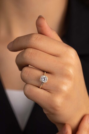 Quadratischer Baguette-Ring aus 14 Karat Gold - Yavuz Kuyumculuk