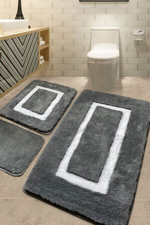 Quadrato Frame Anthracite Set of 3 Bath Mat Acrylic - Chilai Home