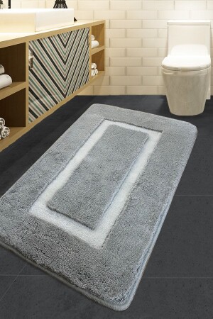 Quadrato Frame Grey 70x120 cm Badezimmerteppich Acryl 8683264341441 - Chilai Home
