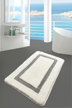 Quadrato Gray 70x120 Cm Bathroom Rug Doormat Non-Slip Base Washable 8683264268236 - Chilai Home