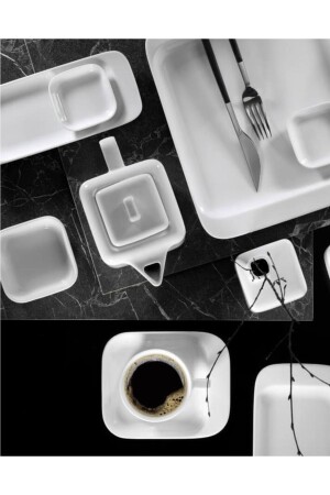 Quadro 7x7 Cm Square Sauce Bowl-Jam Bowl-Snack Bowl Breakfast Plate 4 Pieces QR07X07JK00 - Kütahya Porselen