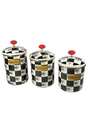 Qualıta-king Enamel Checkered 3-Piece Lux Jar Set LH-22-ACR1 - Lilac Home