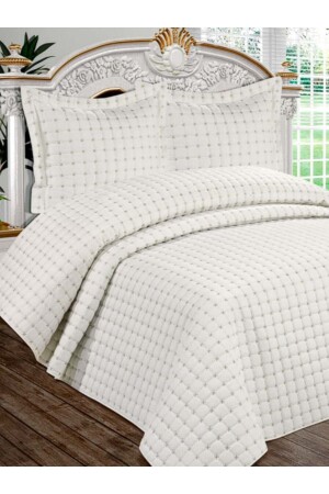 Quality Quilted Double Bedspread Set (Cream) - Faiend