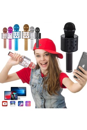 Quality TV50 Karaoke Microphone with Speaker USB Flash TF Card Supported Voice Changing Effect - Genel Markalar