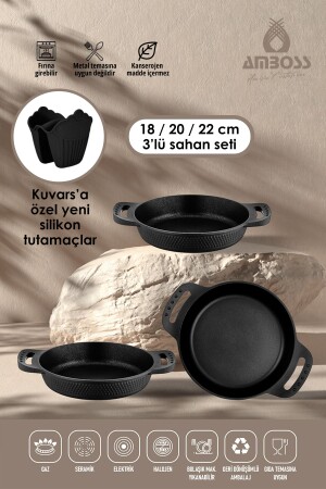Quartz 3 Piece Cast Titanium Coated Fireproof Non-Stick Pan (OMLET) Set - Amboss