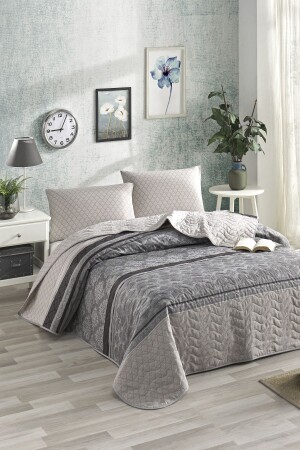 Quilted Bedspread Set Double Creative Gray Ep-026989 - Enlora Home