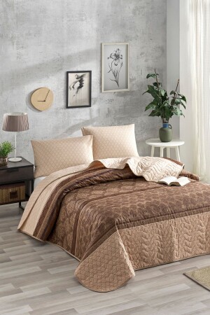 Quilted Bedspread Set Single Creative Brown - Enlora Home