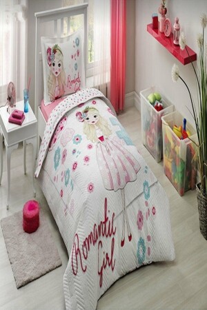 Quilted Duvet Cover Set Single Romantic Girl Multi-Purpose Four Season Set rmngrl54 - Özdilek