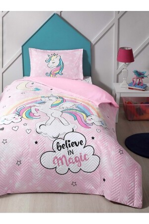 Quilted Single Child Four Seasons Duvet Cover Set Complete Set-unicorn Pink MSTK09507 - Özdilek