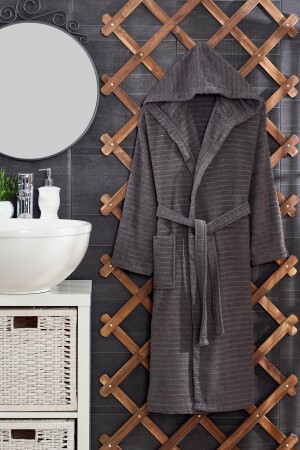 Quina Anthracite Hooded Oversize Bathrobe - Casnack