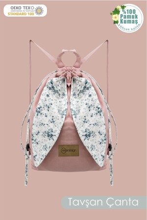 Rabbit Kids Backpack: Cotton Fabric Bag for Nursery/Kindergarten - Cute Bunny Bag - Mordesign