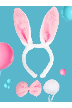 Rabbit Show Set (Crown + Bow Tie + Tail) Pink Color - Reilaparty