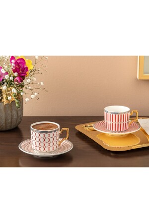 Rabecca Porcelain Set of 2 Coffee Cups 90 Ml Red 10033966 - English Home