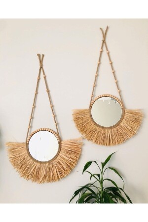 Raffia Fan Mirror Set of 2 - Kara.Shome