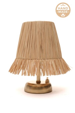 Raffia Wicker Battery Lampshade Wireless Desktop Gold Night Light 000000019941 - stork woods
