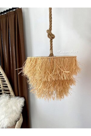 Raffia Wicker Short Fringed Bohemian Model Chandelier M093 (HALAT DUY) - Maison Avf