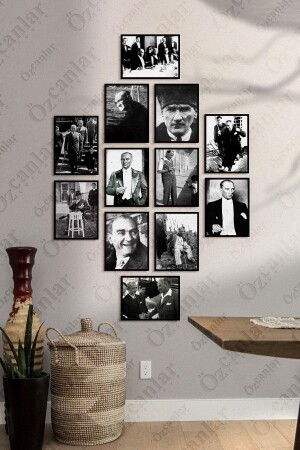Rahmenloser Rahmen mit Blick auf Atatürk-Fotos, 12-teiliges MDF-Gemäldeset, Mehrfachdruck-Set, MDF-Druck - Özcanlar Çerçeve