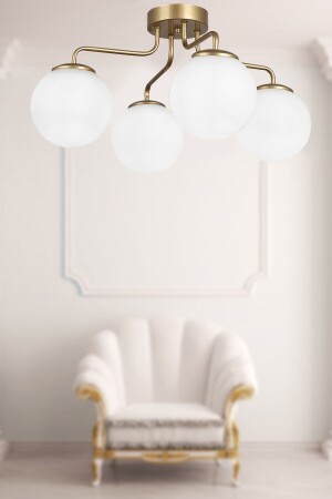 rain 4. Antique-white Globe Glass Chandelier BEG1016BEG04 - Begüsa