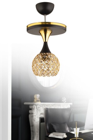 Rain Crystal Ball Tray Black Yellow Gilt Single Modern Luxury Lighting 1010 - KUZEY AYDINLATMA