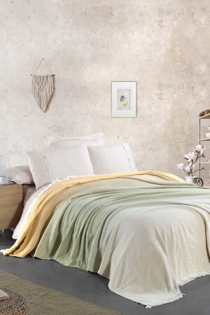 Rainbow Cotton Gradient Jacquard Woven King Size Antiallergic Pique Bedspread 240x260 MIPIKM100UN22FS1 - Miespiga