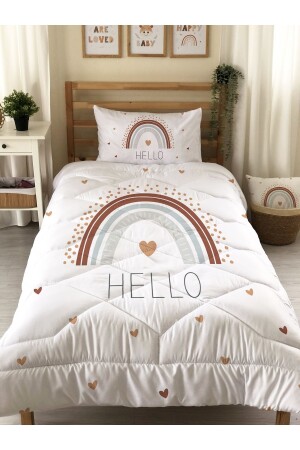 Rainbow Patterned Quilted Quilt-Single Sleeping Set - Evmila
