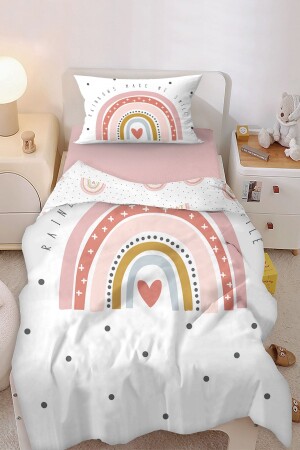 Rainbow Patterned Single Duvet Cover Set Bi134-N - Bebişim Halı