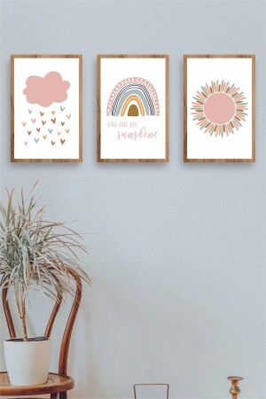 Rainbow-Sun and Cloud Pink Girl's Room Painting - Teknograf