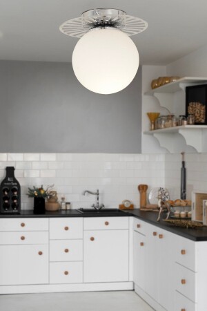 Rakes Krom Modern Plafonyer Genç Odası Mutfak Yatak Odası Avize 3686-1P-CH - Apliqa