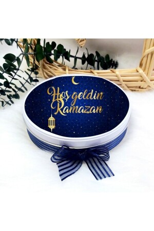 Ramadan Chocolate, Iftar Chocolate, Guest Chocolate in Metal Box, 50 Liters in Blue Shades - - Hayaller Dükkanı