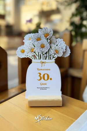 Ramadan Daisy Calendar - Ramadan Calendar with Prayers - Importance of the Day Content with Wooden Holder - Ramadan - Msticker
