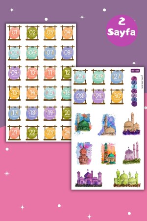 Ramadan Day Count and Mosque Themed Islamic Sticker Set - Planner - Bullet Journal - Sticker - #S058 - Burak Baskı Tasarım
