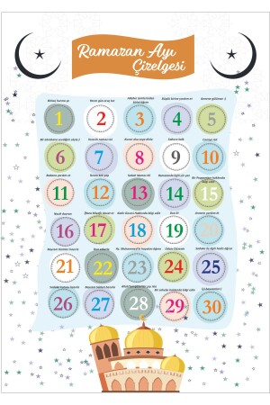 Ramadan Fasting Chart for Children - Ramadan Sticker Children's Imsakiyesi 35 - Think And Print