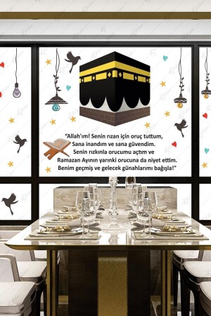 Ramadan-Iftar-Tischgebet und Kaaba-Thema, Ramadan-Monatsaufkleber-Set, Ramadan-Dekorationen, 60 x 65 cm - MSticker