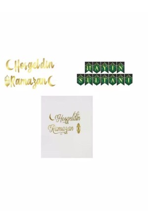 Ramadan Ornament Welcome Ramadan Gold Shiny Streamer - Gilded Napkin - Sultan of 11 Months - Düvenci Ticaret