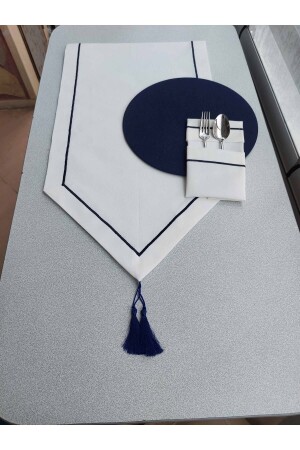 Ramadan Special Dark Blue Picolo Runner 6 Plate Napkin Set - Hydesing