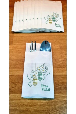 Ramadan Special Iftar Time 2 Layer Color Printed Paper Napkin with Pocket 40x40 cm 10 Pieces - Merni