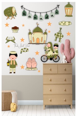 Ramadan Themed Ornament Glass Wall Ornaments Welcome Ramadan Sticker Set 25 x 100 - Think And Print