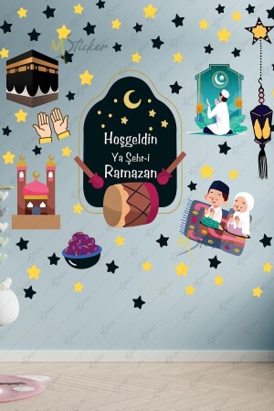 م.ن.ز-رمضان موضوع الزينة الزجاجية الزينة الجدارية الترحيب رمضان الملصق مجموعة رمضان الزينة 33 x 120 - MSticker