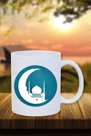 مسجد رمضان الأزرق مصمم كوب كأس هدية / شاي قهوة / كوب أخ / كوب صديق - Burak Baskı Tasarım