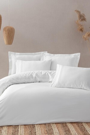 Rana Battal Boy Nevresim Takımı %100 Organik Pamuk 300 TC Saten Krem 240x220 Cm NVRRAN240x220 - Ecocotton