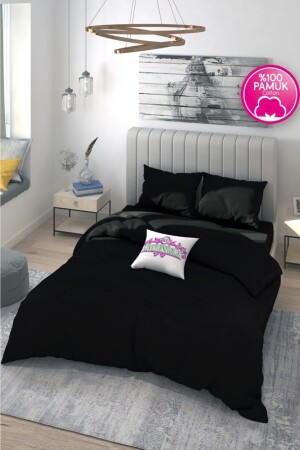 Ranforce 100% Cotton Black Double Duvet Cover Set NIVEMESHOMENEVRESİMLER - NİVEMESHOME