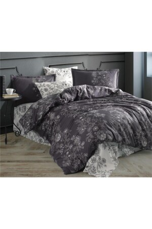 Ranforce 100% Cotton Double Duvet Cover Set Nala V1 Anthracite 8681727218361 - Clasy
