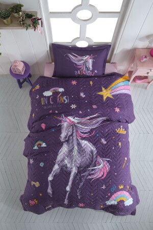 Ranforce 100% Cotton Four Seasons Set Single Rainbow V1 Purple AYT219450 - Clasy