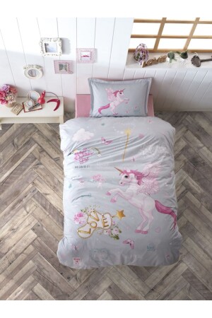 Ranforce 100% Cotton Single Duvet Cover Set Pegasus Mint RNT-PEG-V1MİN-CLS-K - Clasy