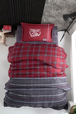 Ranforce 100% Cotton Single Four Seasons Set Campus Claret Red RDT-CAM-V1BOR-CLS-P - Clasy