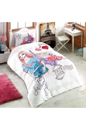 Ranforce 4 Four Season Quilted Duvet Cover Set Single Girl 005810 - Kristal