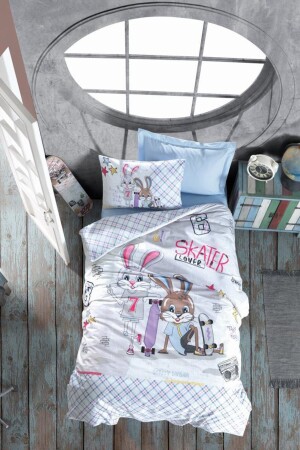 Ranforce-Bettbezug-Set für Junior-Einzelbetten – Skate 1186778009051 - Cotton Box