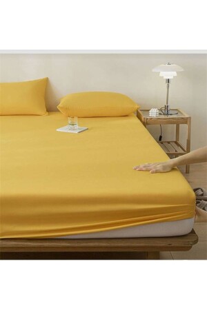 Ranforce Cotton Yellow Pillowcase and Elastic Sheet Set - Totem