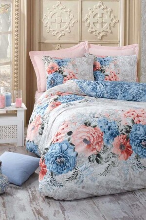 Ranforce Doppelbett-Bettbezug-Set – Karla Blue ctn423 - Cotton Box