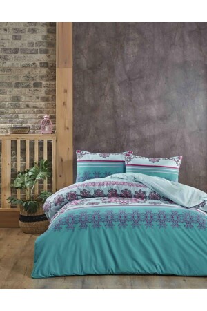 Ranforce Double Duvet Cover Set Donette Blue 8699458100121 - Luoca Patisca